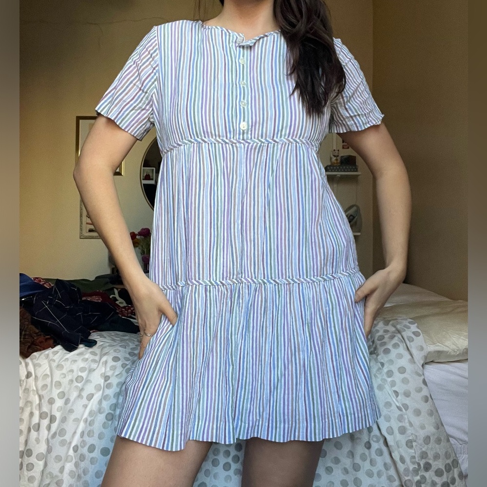 Madewell 100% Cotton Babydoll Spring Striped Dress